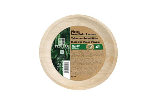 Στρογγυλά Πιάτα Φύλλα Φοίνικα Ø 25cm. (4 τεμάχια) | TESSERA Bio Products®