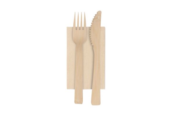 Bamboo Cutlery Wrapped 1/1 17cm. | TESSERA Bio Products®