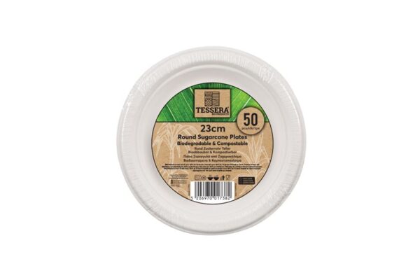 Στρογγυλά Πιάτα Ζαχαροκάλαμο Ø 23cm. | TESSERA Bio Products®