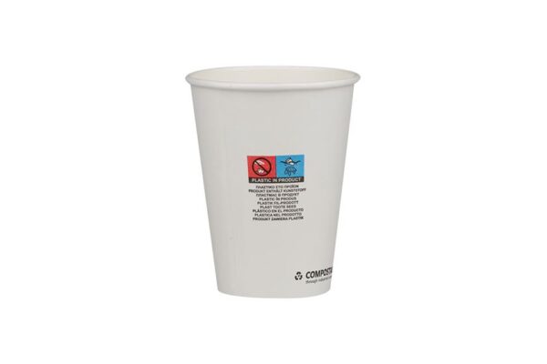 Single Wall Waterbased Paper Cups White Colour 12oz-90mm | TESSERA Bio Products®