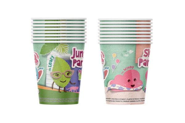Single Wall Paper Cups Waterbased Leafy-Windy 8oz | TESSERA Bio Products®